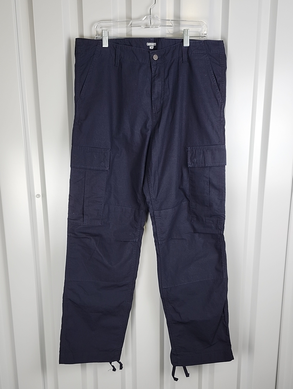 Carhartt WIP Men's Regular Cargo Pants Navy Utility Pockets 36x32 Ripstop Cotton